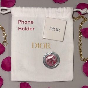 Dior Limited Miss Dior Silver/Pink Phone Ring Holder NWT